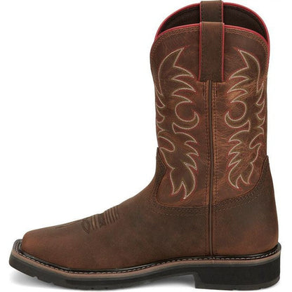 Justin Men's Driller II 11" Waterproof Steel Toe Western Work Boot -Brown- SE3117 - Overlook Boots