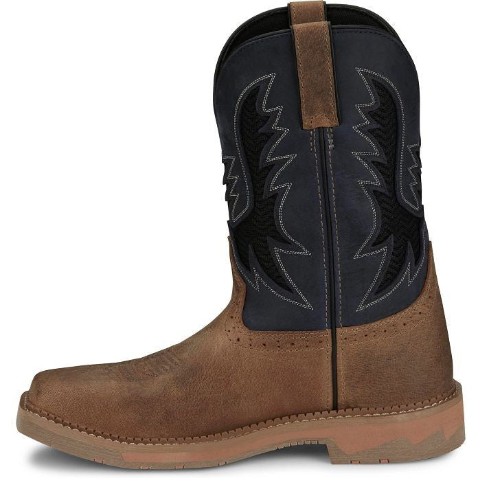 Justin Men's Bolt 11" Square Toe Western Work Boot -Tan- SE4114  - Overlook Boots