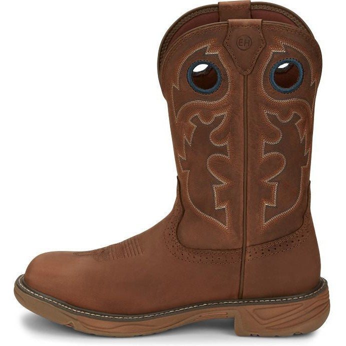 Justin Men's Rush 11" Round Toe Waterproof Western Work Boot -Brown- SE4332 - Overlook Boots