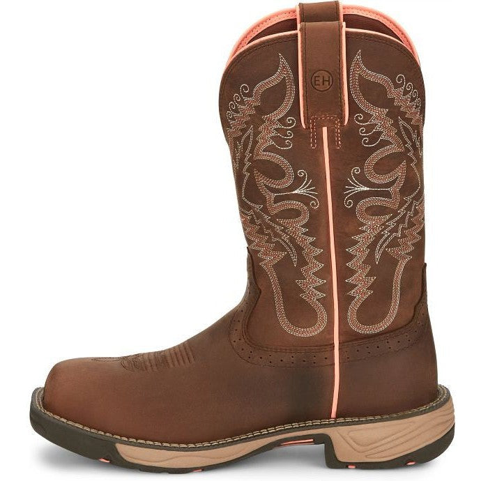 Justin Women's Rush 11" Composite Toe Waterproof Western Work Boot -Brown- SE4357 - Overlook Boots