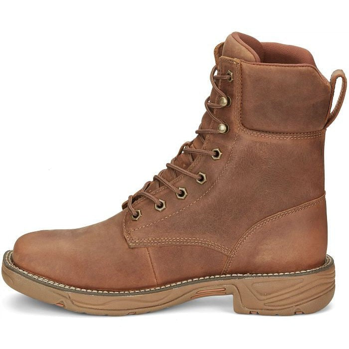 Justin Men's Rush 8" Waterproof Lace Up Western Work Boot -Brown- SE467 - Overlook Boots