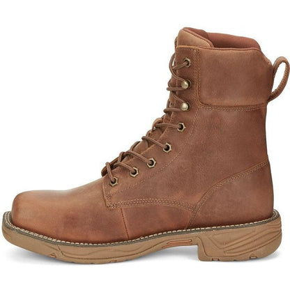 Justin Men's Rush 8" Nano Composite Toe Waterproof Western Work Boot -Brown- SE468 - Overlook Boots