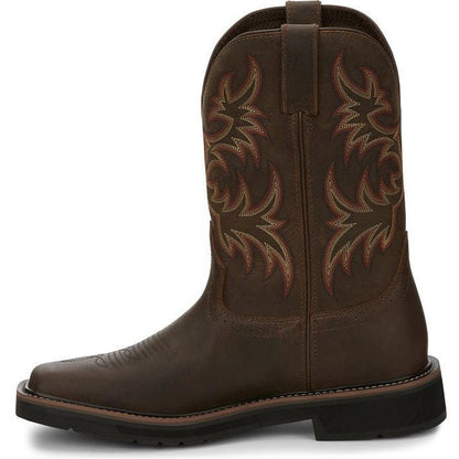 Justin Men's Driller 11" Square Toe Western Work Boot -Brown- SE4681  - Overlook Boots