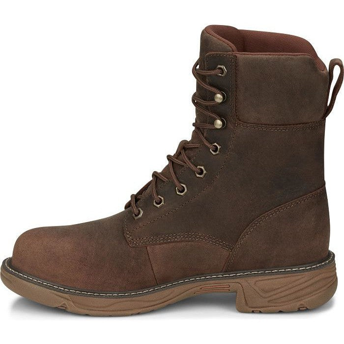 Justin Men's Rush 8" Waterproof Nano Composite Toe Western Work Boot -Brown- SE469 - Overlook Boots