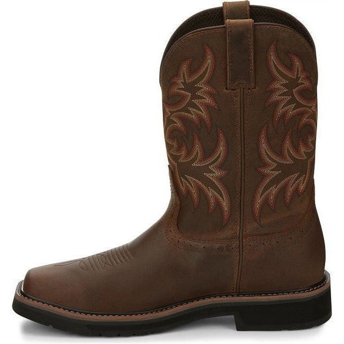 Justin Men's Driller 11" Steel Toe Western Work Boot -Brown- SE4690  - Overlook Boots