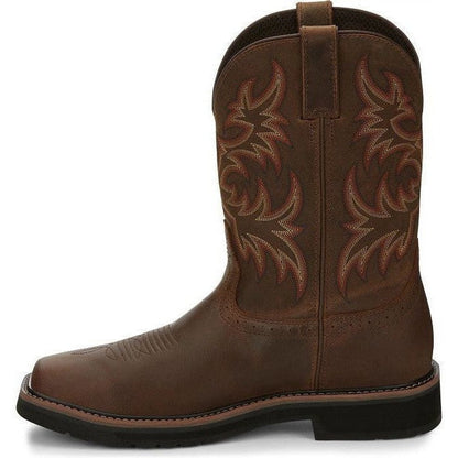 Justin Men's Driller 11" Steel Toe Western Work Boot -Brown- SE4690  - Overlook Boots