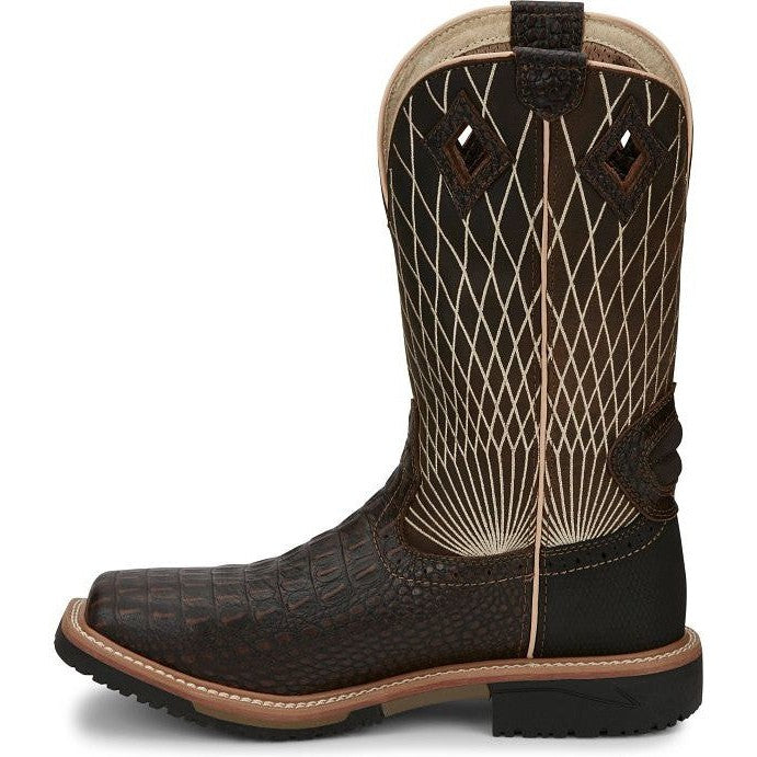 Justin Men's Derrickman 12" Composite Toe Western Work Boot -Brown- SE4833 - Overlook Boots