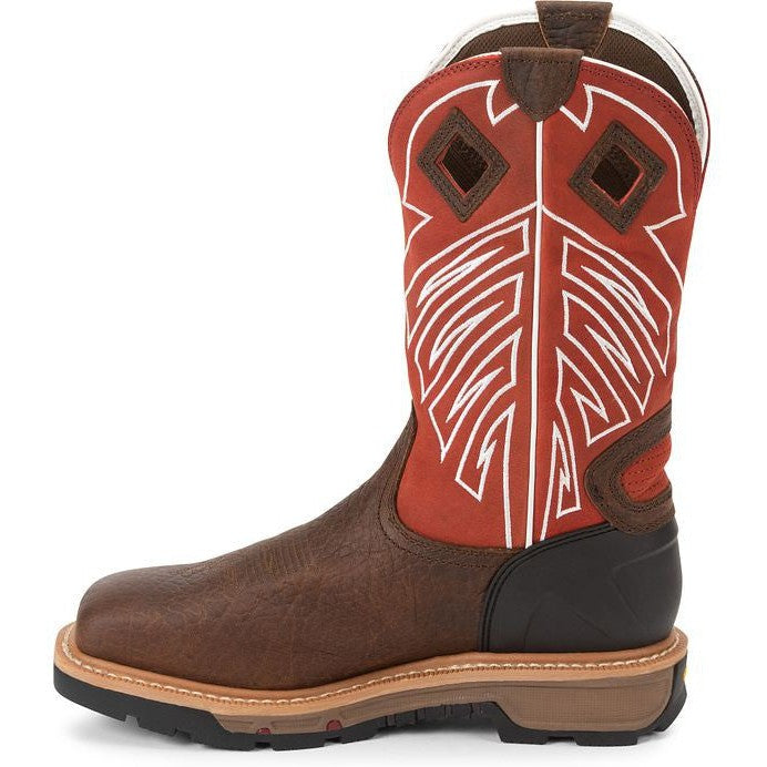 Justin Men's RoughNeck 12" Steel Toe Waterproof Western Work Boot -Brown- WK2115 - Overlook Boots