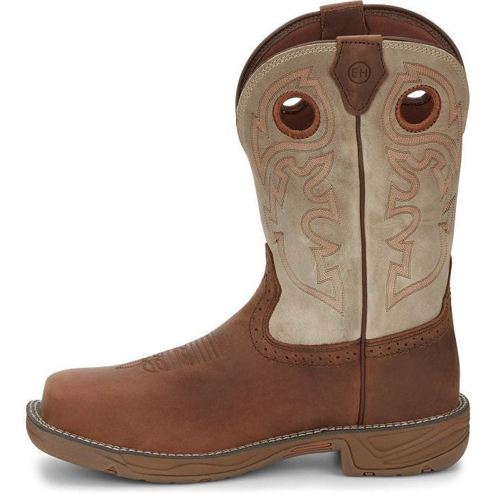 Justin Men's Rush 11" Composite Toe Western Work Boot -Tan- WK4338 - Overlook Boots