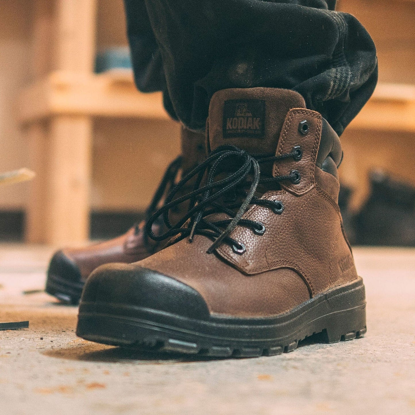 Kodiak Men's Greb 6" Steel Toe Slip Resistant Safety Work Boot -Brown- 4TH4BN - Overlook Boots