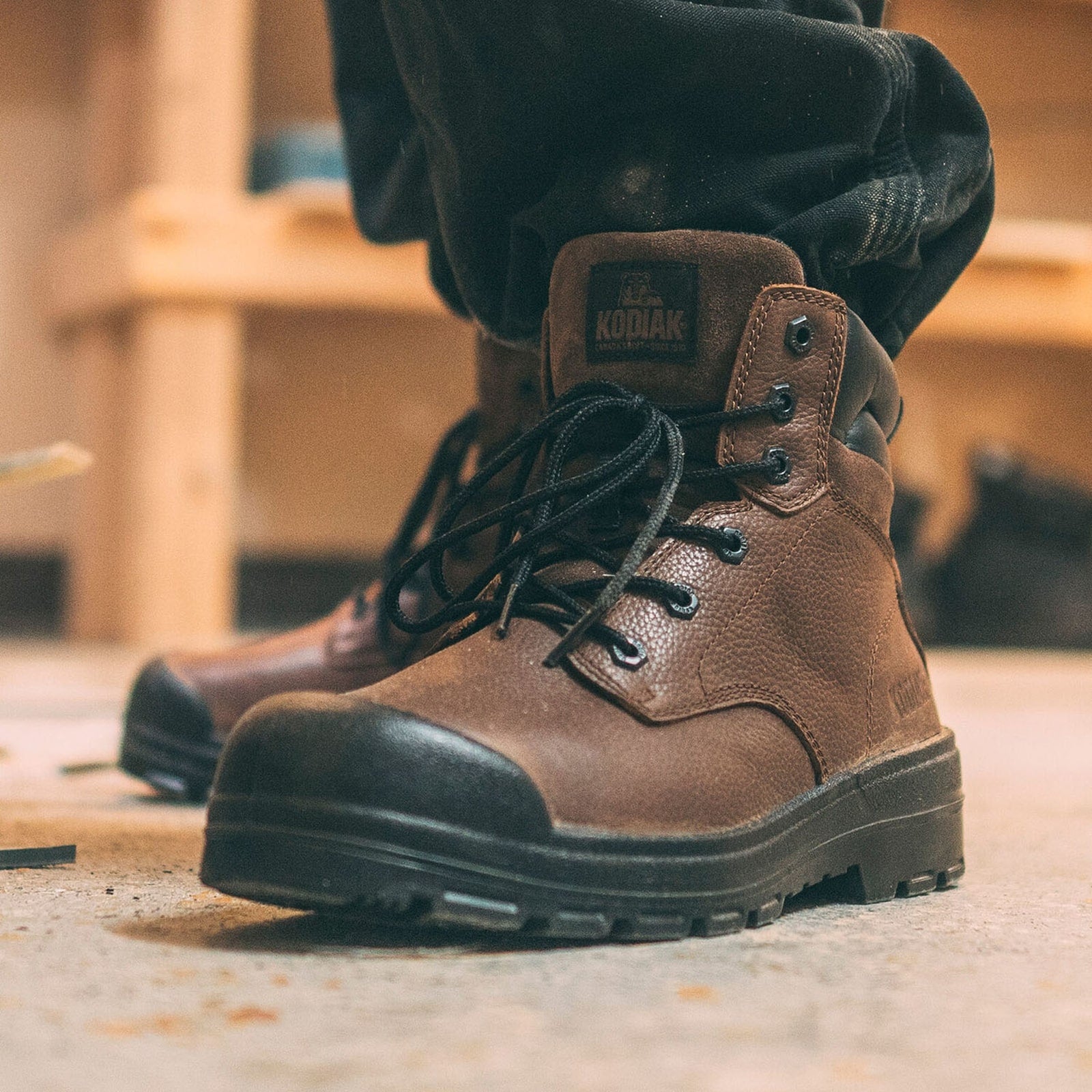 Kodiak Men's Greb 6" Steel Toe Slip Resistant Safety Work Boot -Brown- 4TH4BN - Overlook Boots