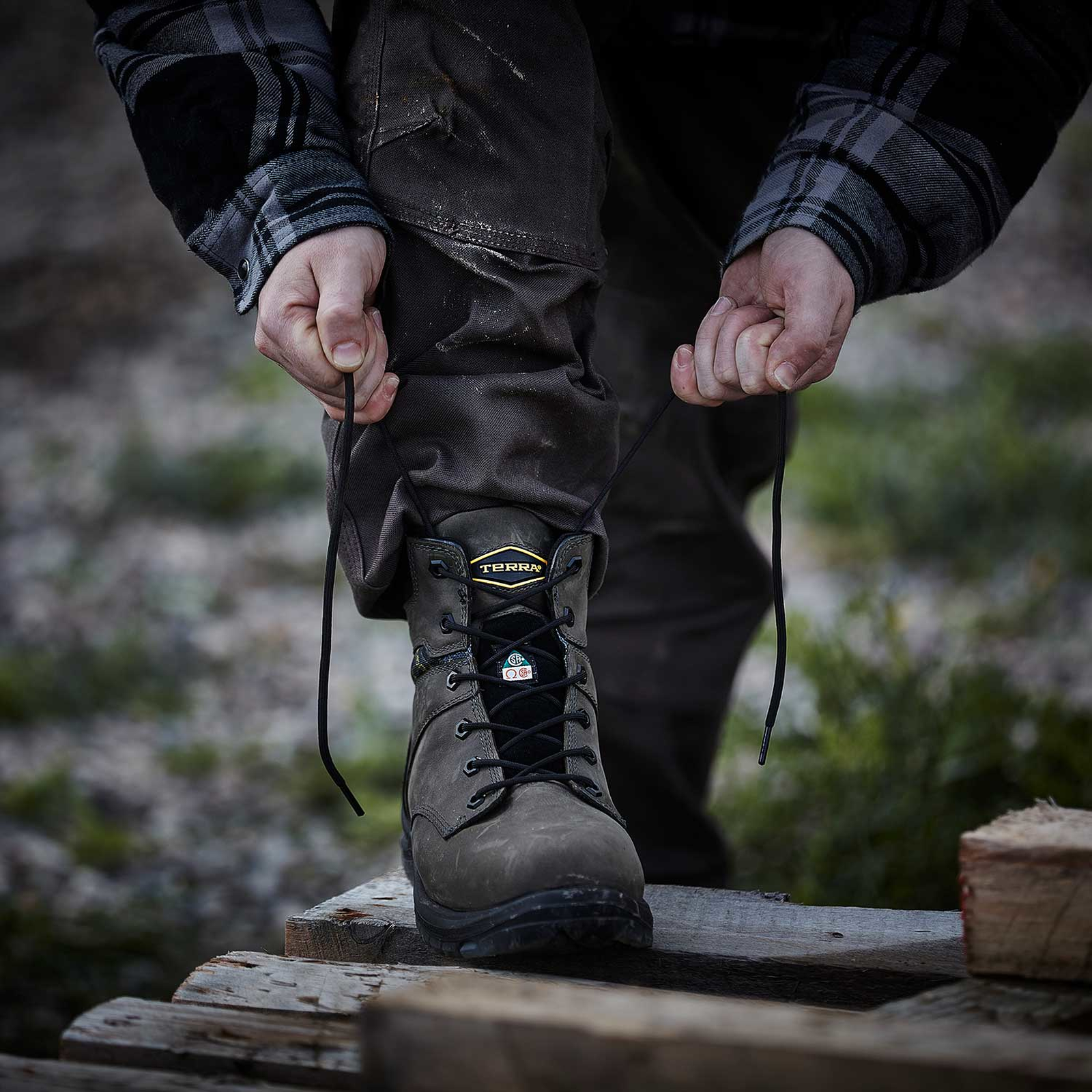 Terra Men's Byrne 6" Composite Toe Waterproof Safety Work Boot- Gray- 839BGY - Overlook Boots