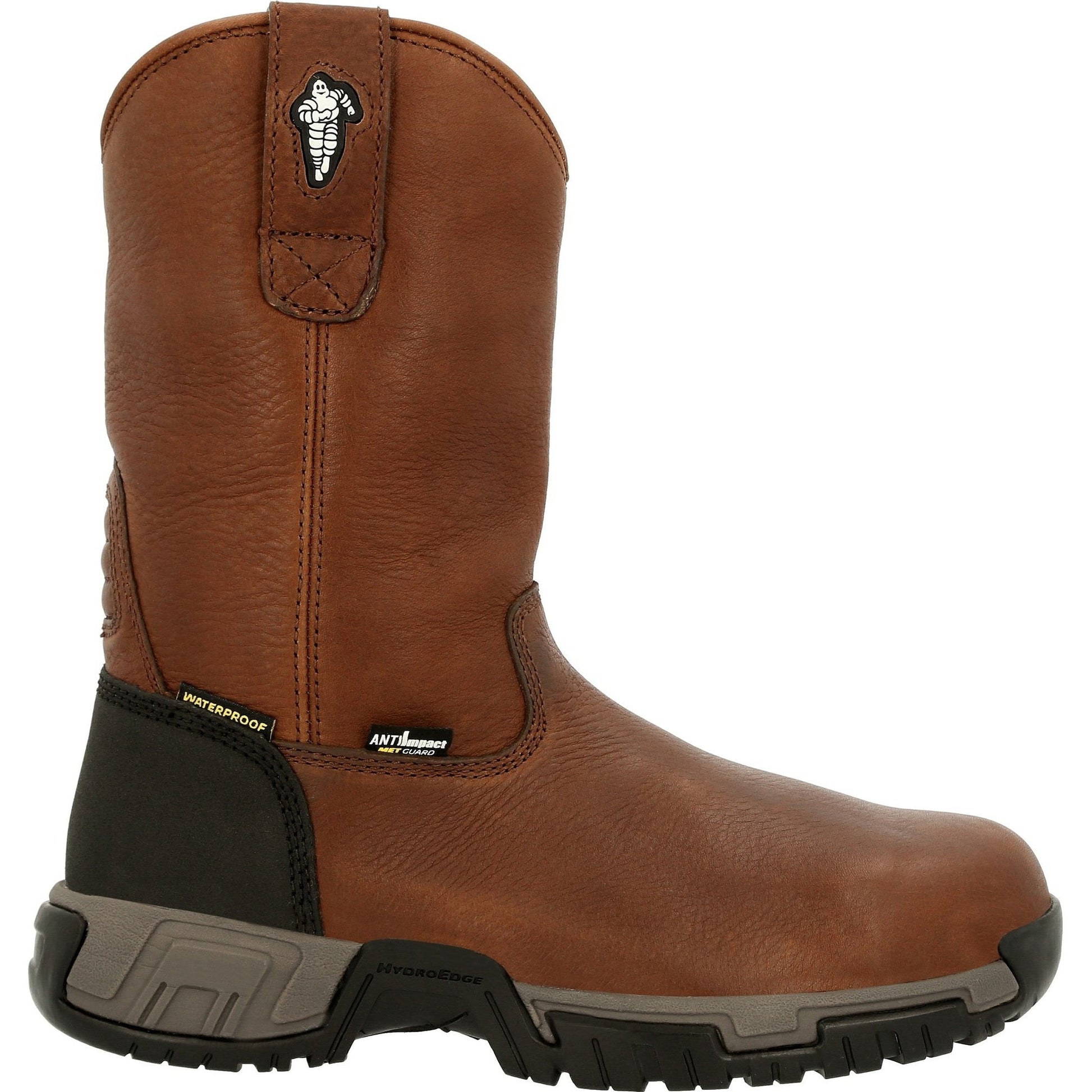 Michelin Men's HydroEdge 11" Alloy Toe Waterproof Metguard Work Boot- Black- MIC0007 - Overlook Boots