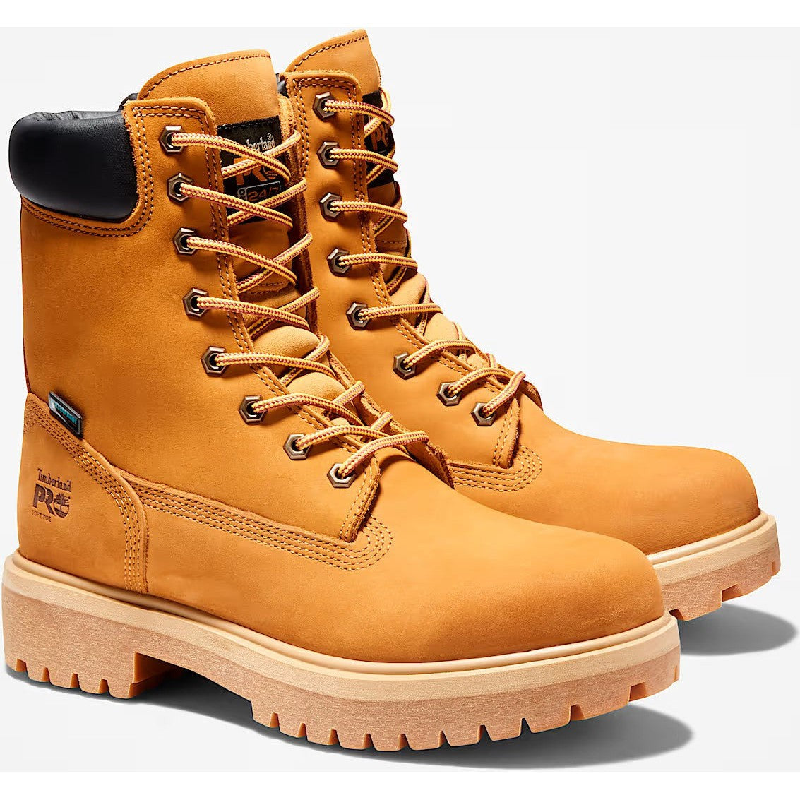 Timberland Pro Men's Direct Attach 8" Soft Toe Waterproof Work Boot- Wheat- TB126011713 - Overlook Boots