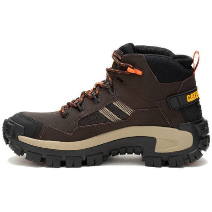 Cat Men's Invader Mid Vent Composite Toe Slip Resistant Work Boot -Coffee- P91663 - Overlook Boots