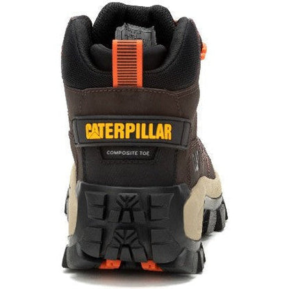 Cat Men's Invader Mid Vent Composite Toe Slip Resistant Work Boot -Coffee- P91663 - Overlook Boots