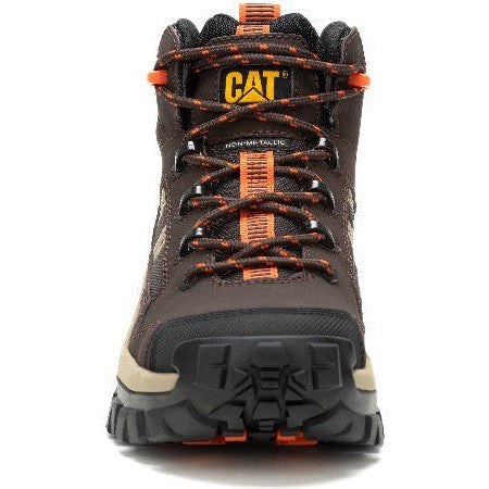 Cat Men's Invader Mid Vent Composite Toe Slip Resistant Work Boot -Coffee- P91663 - Overlook Boots
