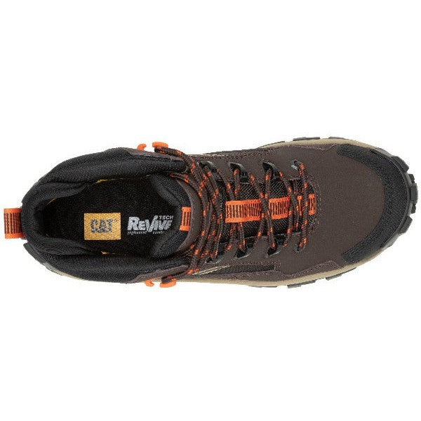 Cat Men's Invader Mid Vent Composite Toe Slip Resistant Work Boot -Coffee- P91663 - Overlook Boots