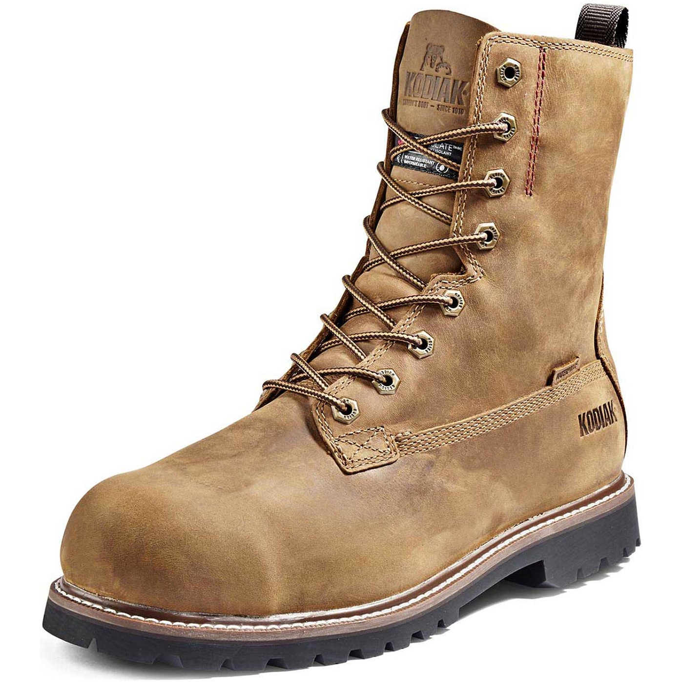 Kodiak Men's Mckinney 8" Composite Toe Waterproof Safety Work Boot -Brown- 4NLSBN - Overlook Boots