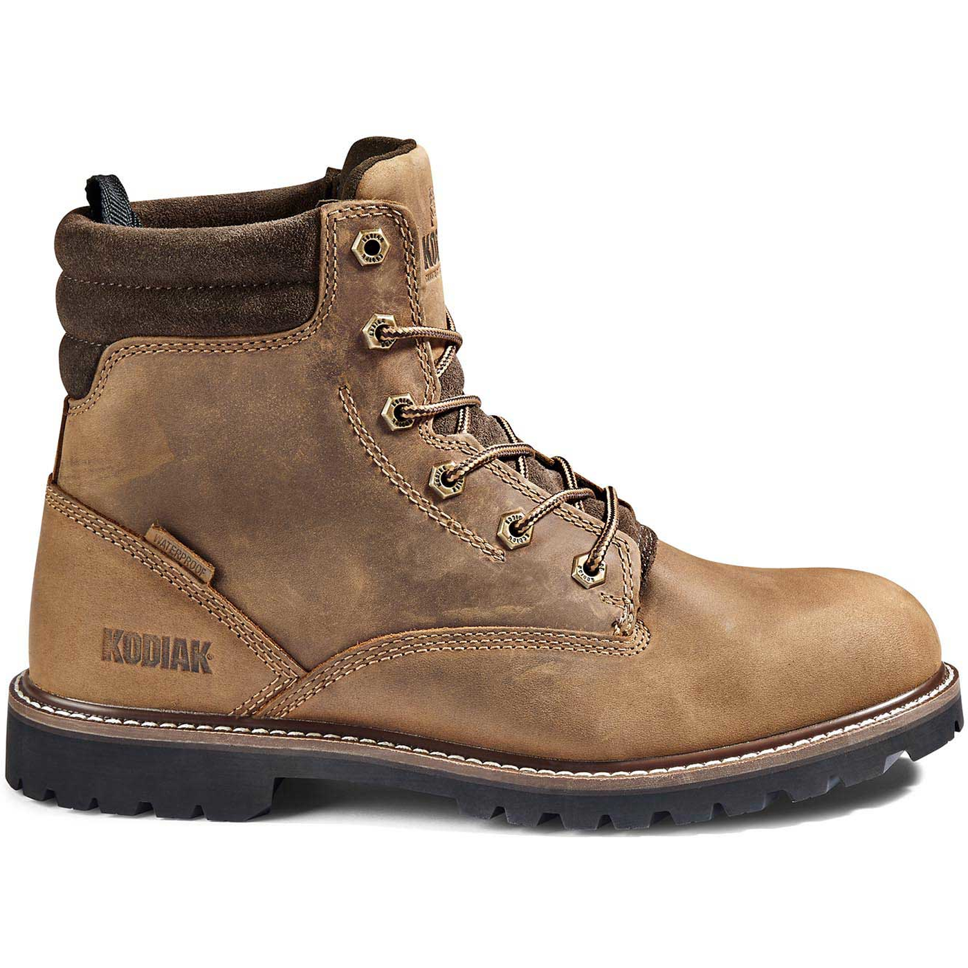 Kodiak Men's Mckinney 6" Waterproof Slip Resistant Safety Work Boot -Brown- 4TDQBN 7 / Wide / Brown - Overlook Boots