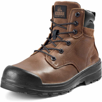 Kodiak Men's Greb 6" Steel Toe Slip Resistant Safety Work Boot -Brown- 4TH4BN - Overlook Boots