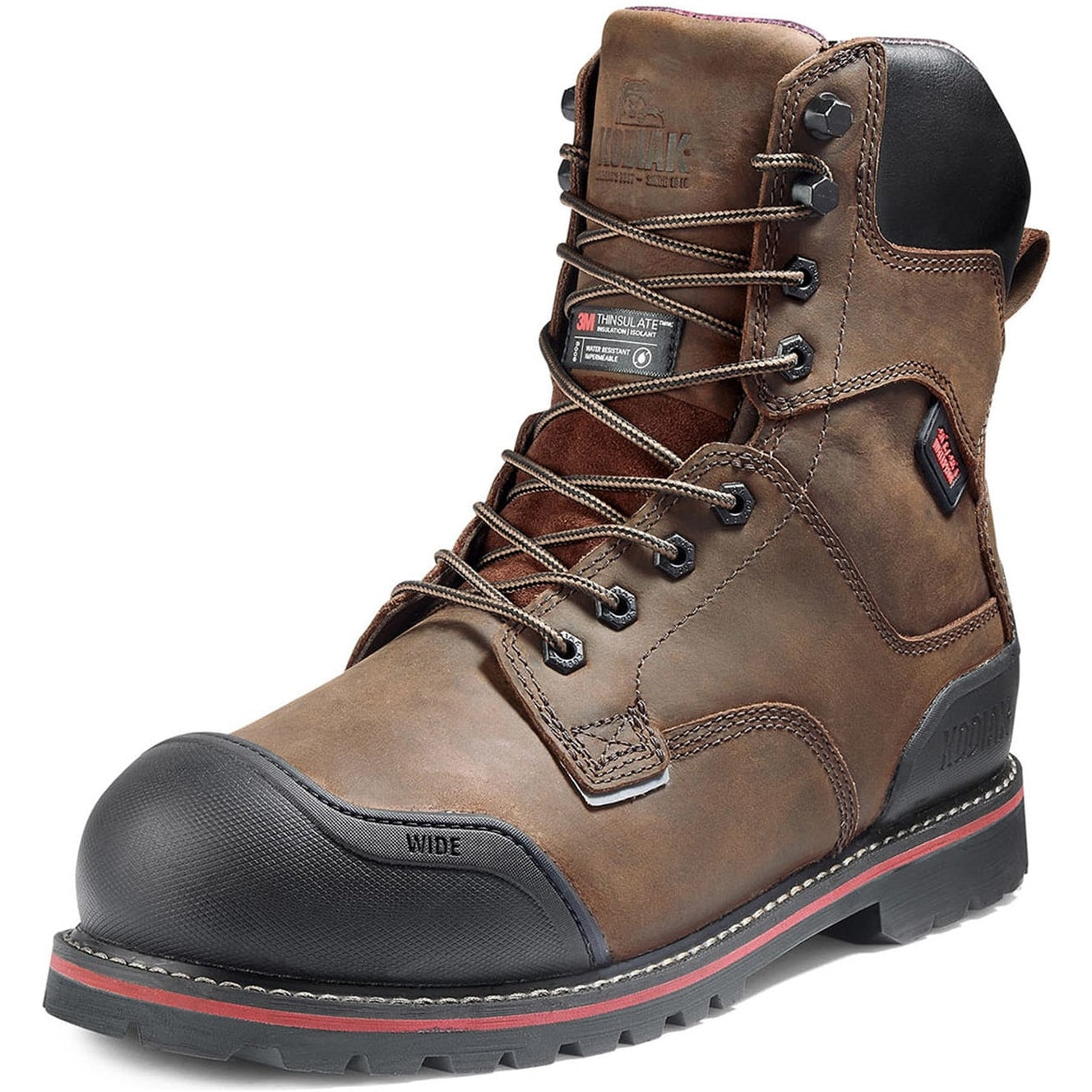 Kodiak Men's Widebody Warm 8" Composite Toe Waterproof Work Boot -Brown- 8353DB - Overlook Boots