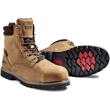 Kodiak Men's Mckinney 6" Composite Toe Waterproof Safety Work Boot -Brown- K4TFBN - Overlook Boots