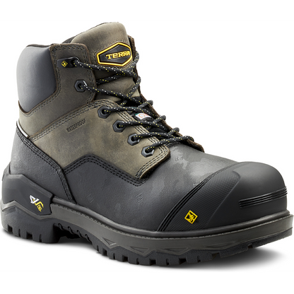 Terra Men's Gantry 6" Nano Composite Toe Waterproof Work Boot -Gray- 4T8VGY 7 / Medium / Gray - Overlook Boots