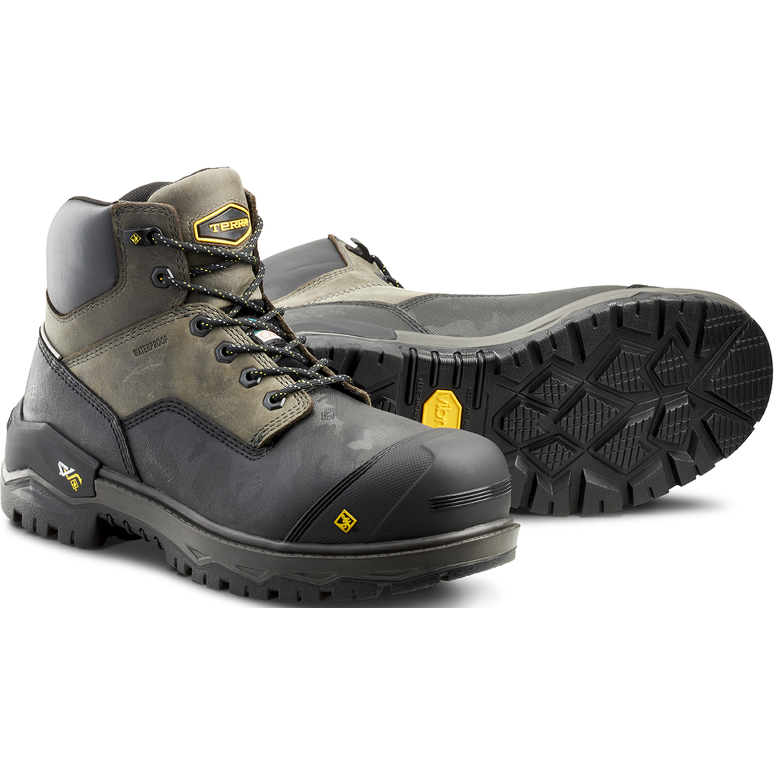 Terra Men's Gantry 6" Nano Composite Toe Waterproof Work Boot -Gray- 4T8VGY - Overlook Boots