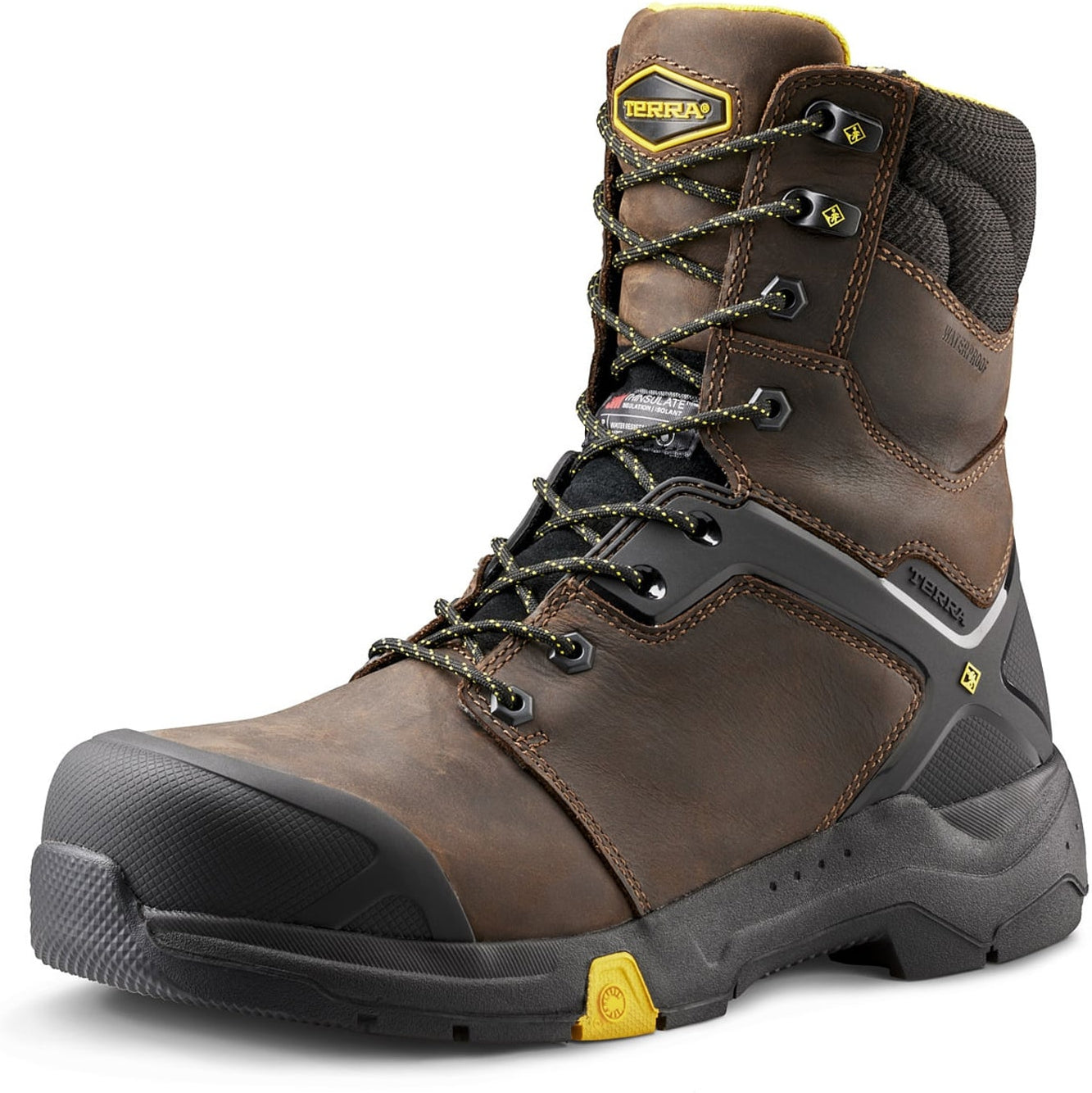 Terra Men's Carbine 8" Composite Toe Waterproof Safety Work Boot -Brown- 4TCRBN - Overlook Boots