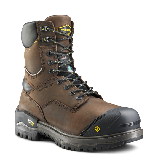 Terra Men's Terra Gantry LXI 8" Composite Toe Waterproof 400G Safety Work Boot - Brown - 8398DB 7 / Wide / Dark Brown - Overlook Boots