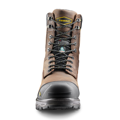 Terra Men's Terra Gantry LXI 8" Composite Toe Waterproof 400G Safety Work Boot - Brown - 8398DB - Overlook Boots