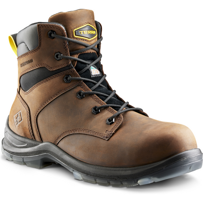 Terra Men's Byrne 6" Composite Toe Waterproof Safety Work Boot- Brown- 839BDB 3 / Wide / Dark Brown - Overlook Boots
