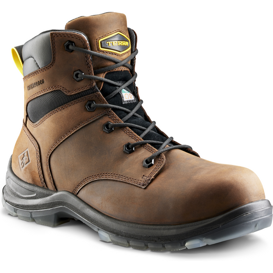 Terra Men's Byrne 6" Composite Toe Waterproof Safety Work Boot- Brown- 839BDB 3 / Wide / Dark Brown - Overlook Boots