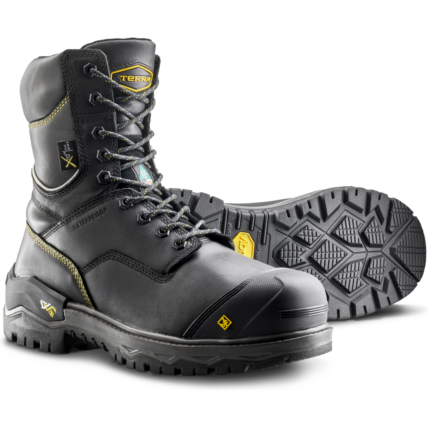 Terra Men's Gantry 8" Composite Toe Waterproof Met Guard Safety Work Boot- Black- 839CBK - Overlook Boots