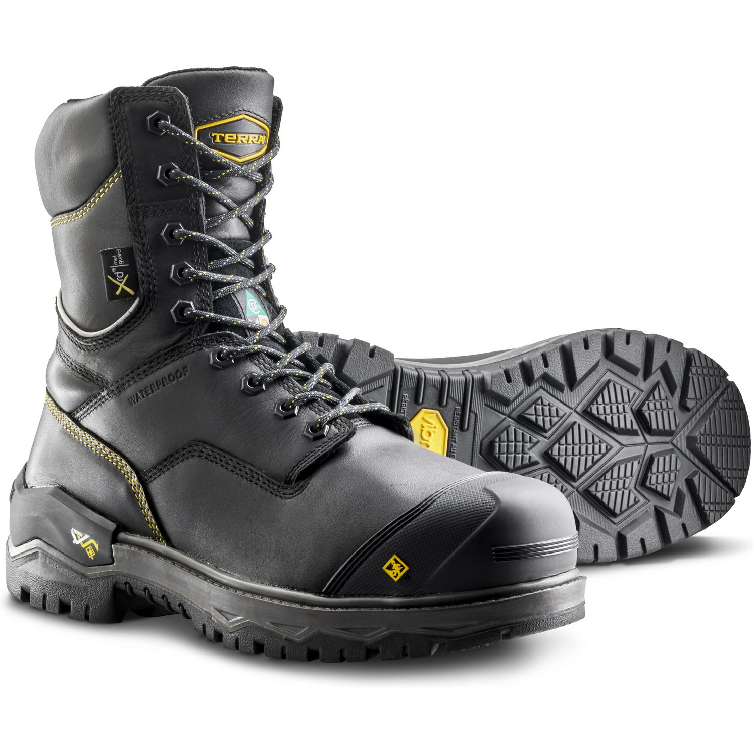 Terra Men's Gantry 8" Composite Toe Waterproof Met Guard Safety Work Boot- Black- 839CBK - Overlook Boots