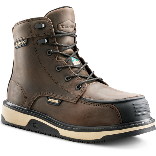 Terra Men's Ironstone 6" Composite Toe Waterproof Safety Work Boot- Brown- 839GDB 7 / Wide / Brown - Overlook Boots