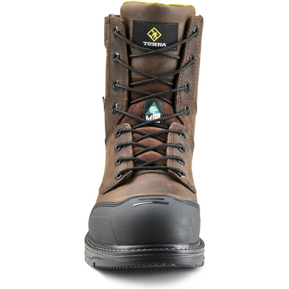 Terra Men's Patton 8" Alloy Toe Waterproof Met Guard Work Boot- Brown- 839KDB - Overlook Boots