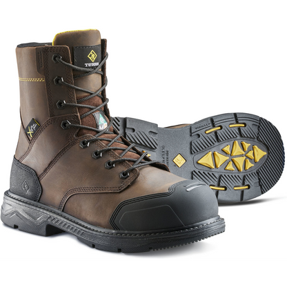 Terra Men's Patton 8" Alloy Toe Waterproof Met Guard Work Boot- Brown- 839KDB - Overlook Boots