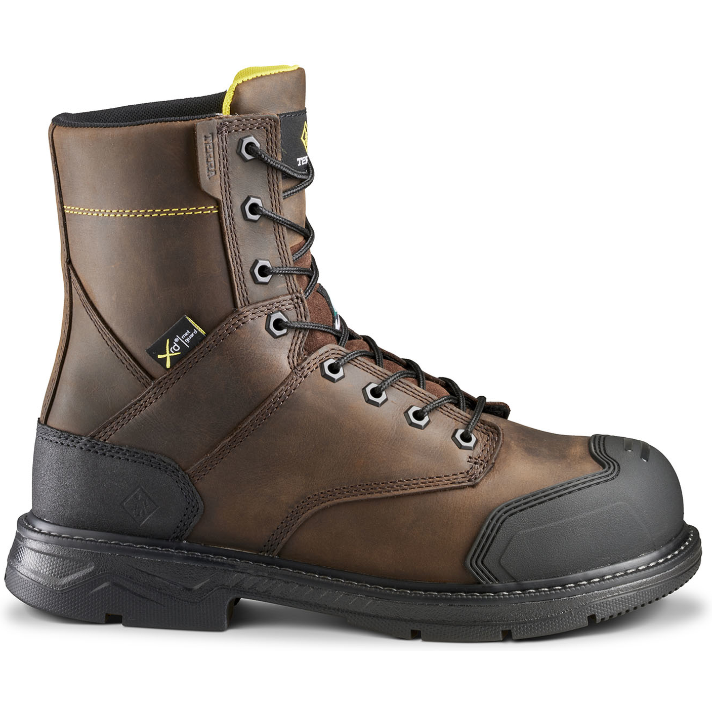Terra Men's Patton 8" Alloy Toe Waterproof Met Guard Work Boot- Brown- 839KDB - Overlook Boots