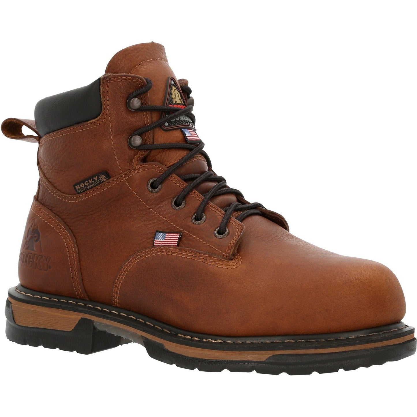 Rocky Men's IronClad 6" Steel Toe Waterproof MG USA Made Work Boot - RKK0362 8 / Medium / Brown - Overlook Boots