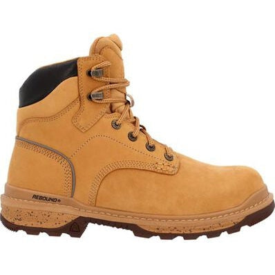 Rocky Men's Rams Horn 6" Soft Toe Waterproof Slip Resistant Work Boot -Wheat- RKK0442 7 / Medium / Wheat - Overlook Boots