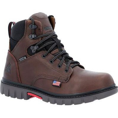 Rocky Men's Worksmart USA 6" Waterproof Slip Resistant Work Boot -Brown- RKK0452 - Overlook Boots