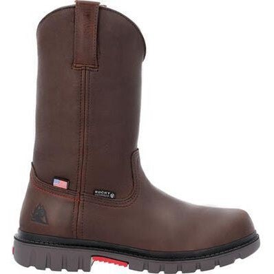 Rocky Men's Worksmart USA 11" Waterproof Slip Resistant Work Boot -Brown- RKK0453 8 / Medium / Brown - Overlook Boots