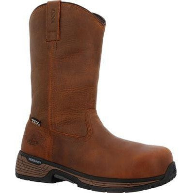 Rocky Men's Treadflex 11" Composite Toe Waterproof Wellington Work Boot- Crazy Horse- RKK0469 8 / Medium / Brown - Overlook Boots