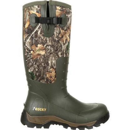 Rocky Men's Sport Pro Rubber 16" Waterproof Side Zipper 1200G Insulated Hunt Boot- Realtree - RKS0383 - Overlook Boots