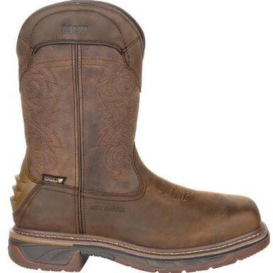 Rocky Men's TPU Heel 11" Square Toe Waterproof Met Guard Western Boot -Brown- RKW0288 - Overlook Boots