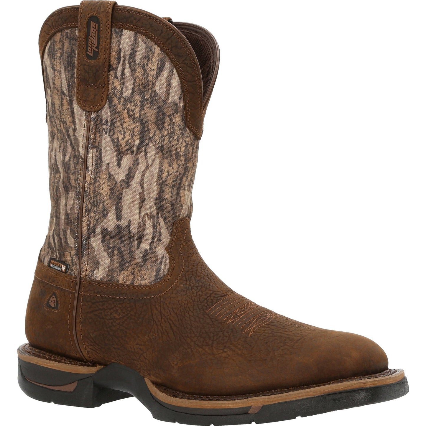 Rocky Men's Long Range 11" Square Toe Waterproof Western Work Boot - RKW0358 7 / Medium / Mossy Oak Bottomland - Overlook Boots