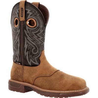 Rocky Men's Original Ride 11" Composite Toe Waterproof Western Work Boot -Brown- RKW0391 8 / Medium / Brown - Overlook Boots
