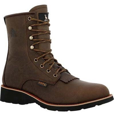 Rocky Men's Monocrepe 8" Steel Toe Waterproof Western Boot -Chocolate- RKW0437 7 / Medium / Brown - Overlook Boots